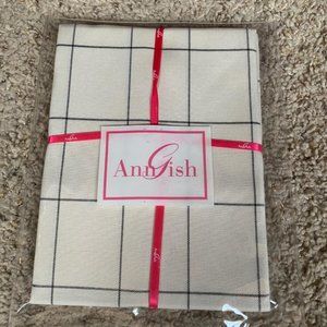 $250! NWT Ann Gish Grid Ivory w/ Black Silk Cotton EURO Pillow Sham